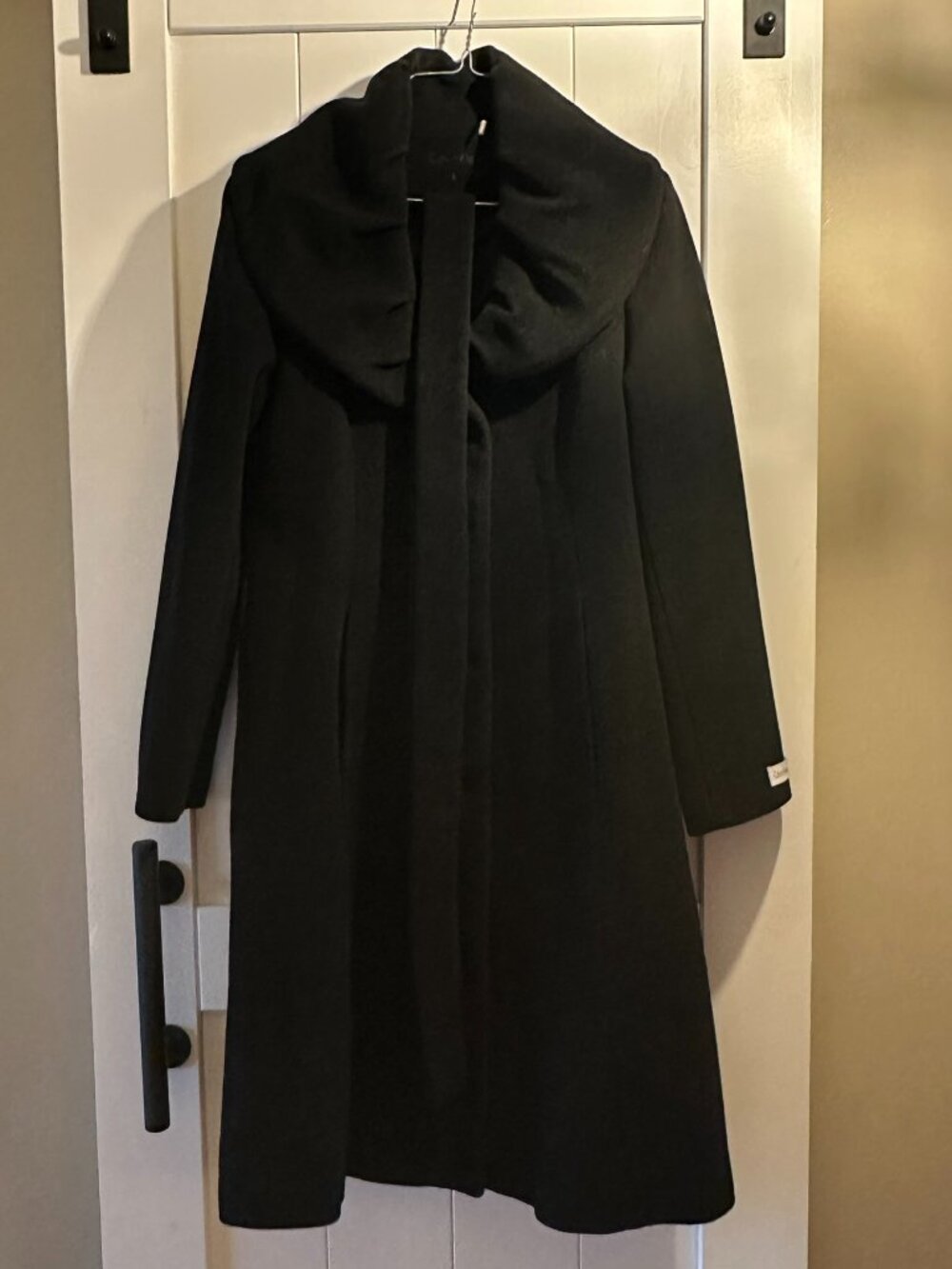 Calvin Klein wool long black pea coat